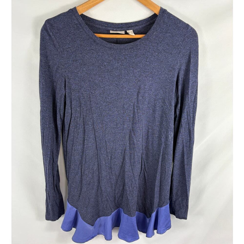 LOGO by Lori Goldstin Ruffle Bottom Long Sleeve Tunic Size XS